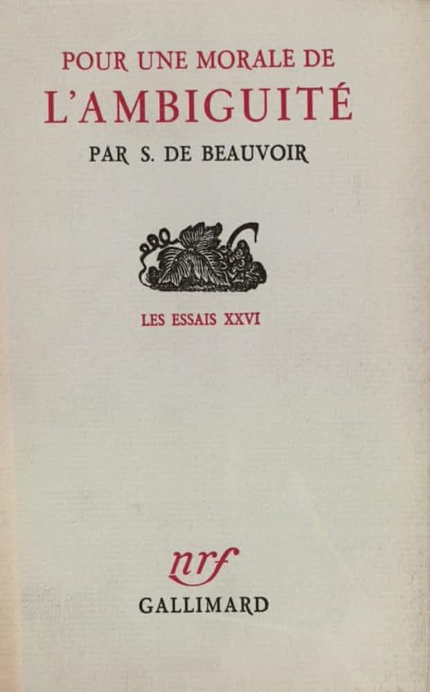 Simone de Beauvoir: Pour une morale de l'ambiguïté (French language)