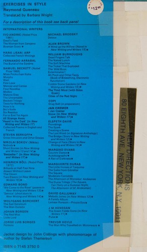 Raymond Queneau, Barbara Wright: Exercises in style (1979, John Calder)