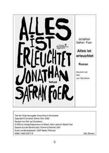 Jonathan Safran Foer: Alles ist erleuchtet (German language, 2005, Fischer-Taschenbuch-Verl.)