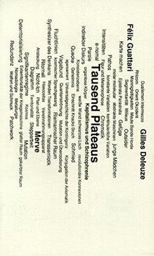 Félix Guattari, Gilles Deleuze: Tausend Plateaus. Kapitalismus und Schizophrenie (German language, 1992)