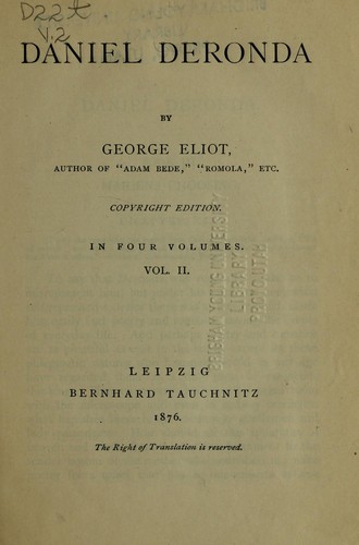 George Eliot: Daniel Deronda (1876, Bernhard Tauchnitz)