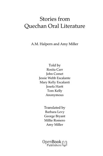 Amy Miller: Stories from Quechan Oral Literature (2014, Open Book Publishers)