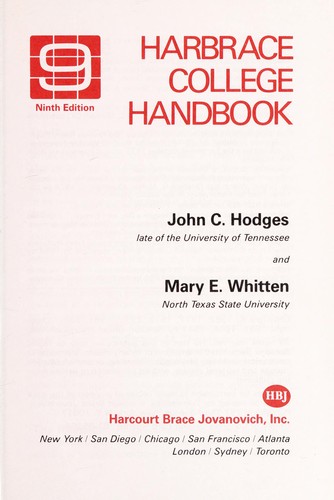 John C. Hodges: Harbrace college handbook (1982, Harcourt Brace Jovanovich)