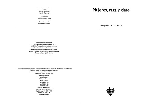 Angela Y. Davis: Mujeres, Raza Y Clase (Cuestiones De Antagonismo) (Paperback, Spanish language, 2006, Akal Ediciones)