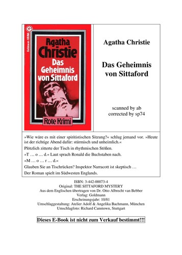 Agatha Christie: Das Geheimnis Von Sittaford (German language, Wilhelm Goldmann Verlag GmbH)