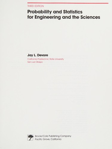 Jay L. Devore: Probability and statistics for engineering and the sciences (1991, Brooks/Cole Pub. Co.)