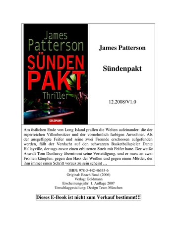 James Patterson: Sündenpakt (German language, 2007, Goldmann)