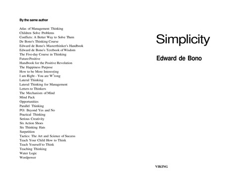 Edward de Bono: Simplicity (Hardcover, 1998, Viking)