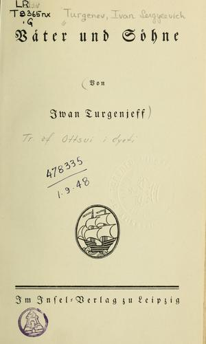 Ivan Sergeevich Turgenev: Väter und Söhne (German language, 1900, Insel-Verlag)