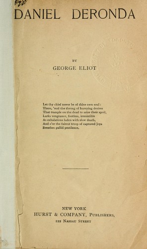 George Eliot: Daniel Deronda (1800, Hurst)