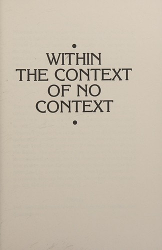 George W. S. Trow: Within the context of no context (1981, Little, Brown)