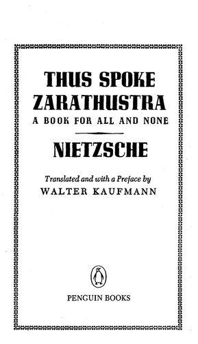 Friedrich Nietzsche: Thus spoke Zarathustra (1978, Penguin Books)