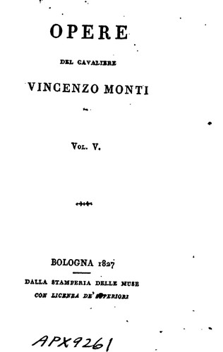 Όμηρος, Vincenzo Monti , Francesco Cassi: Opere (Italian language, 1827, Stamperia delle muse)