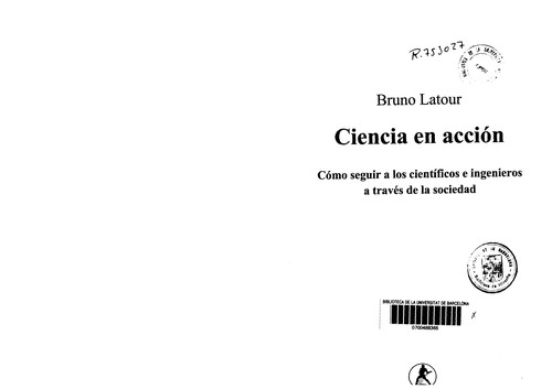 Bruno Latour: Ciencia en acción (Spanish language, 1992, Labor)