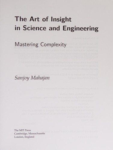 Sanjoy Mahajan: The art of insight in science and engineering (2014, The MIT Press)