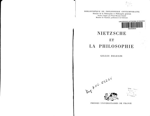 Gilles Deleuze: Nietzsche et la philosophie (French language, 1983, PUF)