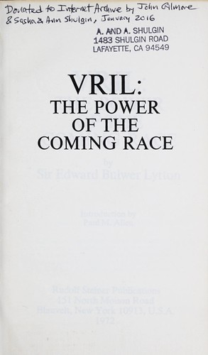 Edward Bulwer Lytton, Baron Lytton: Vril (Paperback, 1986, Garber Communications, Incorporated)