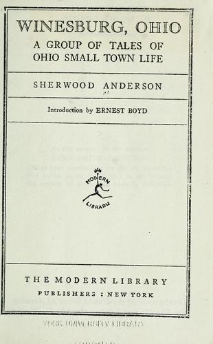 Sherwood Anderson: Winesburg, Ohio (1919, The Modern library)