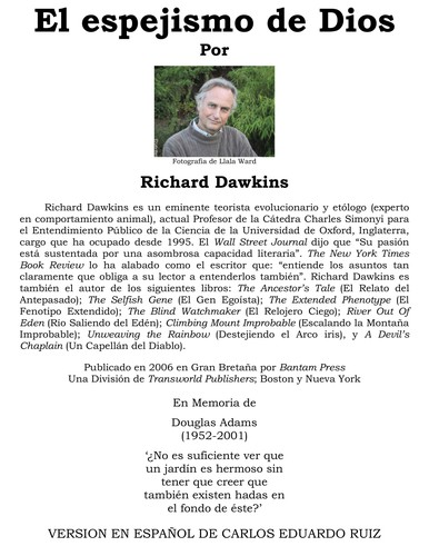 Richard Dawkins: El espejismo de Dios (Spanish language, 2009, Espasa)