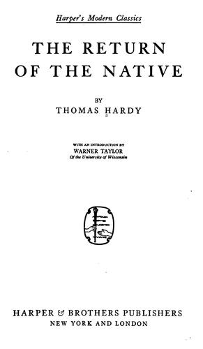 Thomas Hardy: The Return of the Native (1922, Harper & brothers)