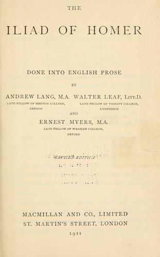 Όμηρος: The Iliad of Homer (1911, Macmillan)