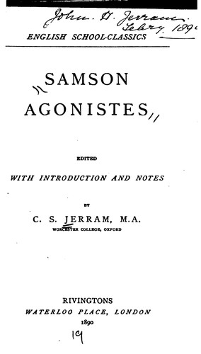 John Milton: Samson Agonistes (1890, Rivingtons)